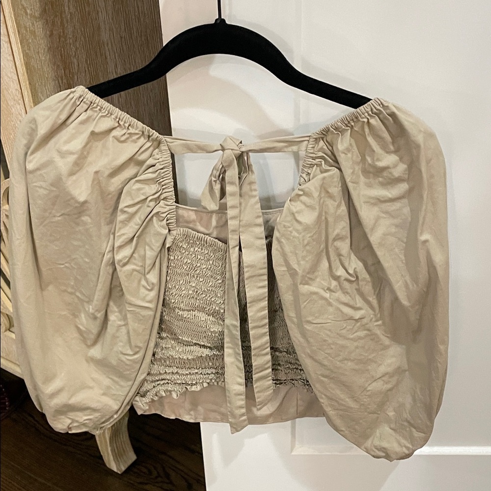 Wayf Beige Ruched Blouse - Picture 3 of 3